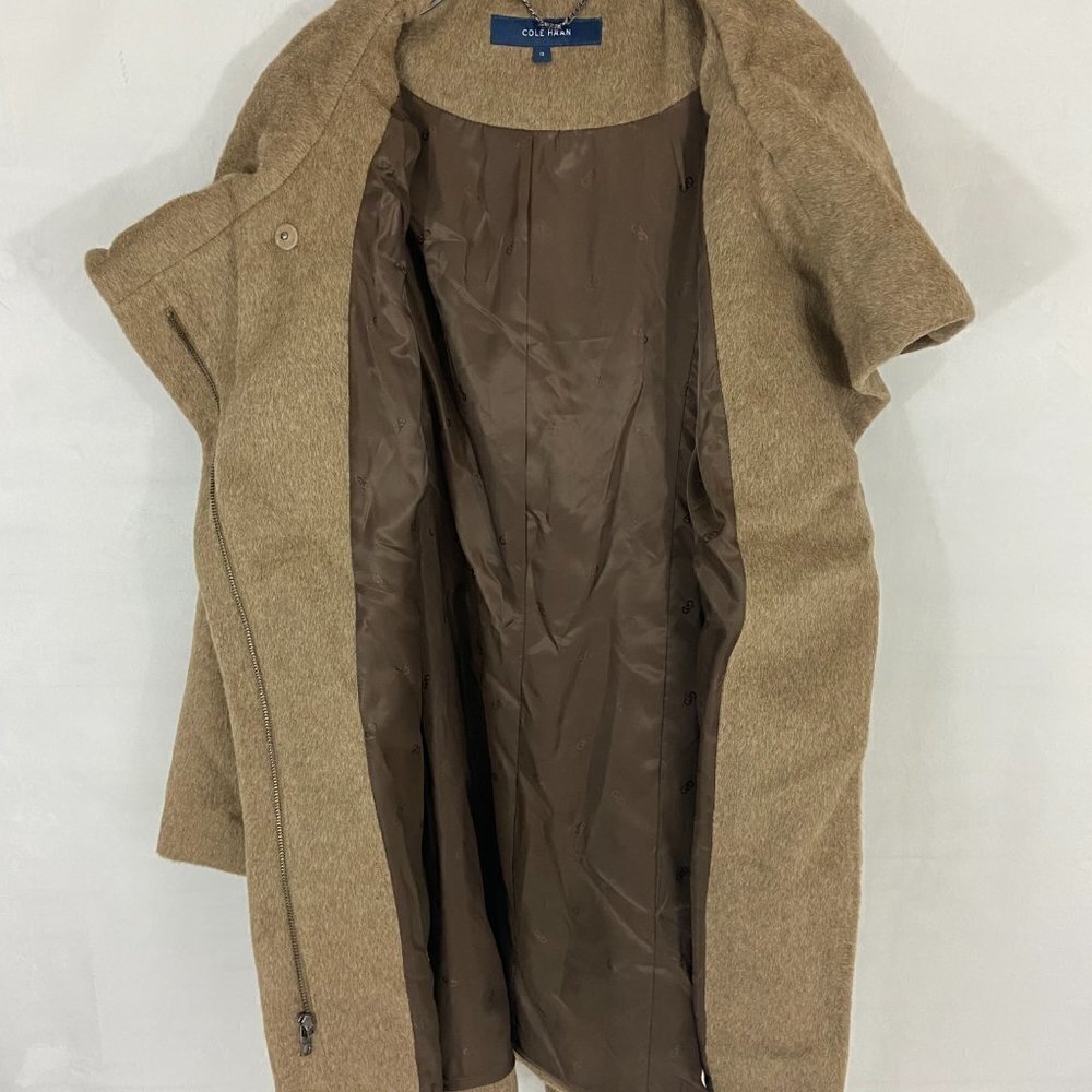 Cole Haan Women's Tie-Waist Wool & Alpaca Blend Wrap Coat Sz 12 Maple Sugar NWOT - Picture 13 of 15
